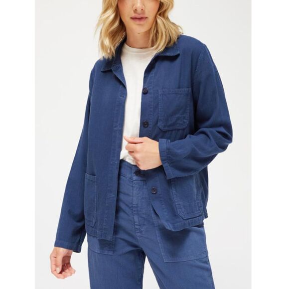 Lacausa Women's Size Small Red Clare Long Sleeve Button-Down Canvas Chore Jacket - Picture 6 of 7